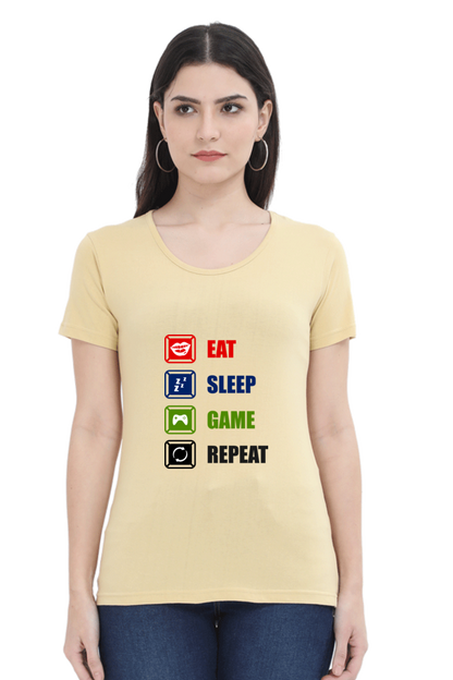 Women’s Round Neck Printed Gamer T-Shirts -  Repeat