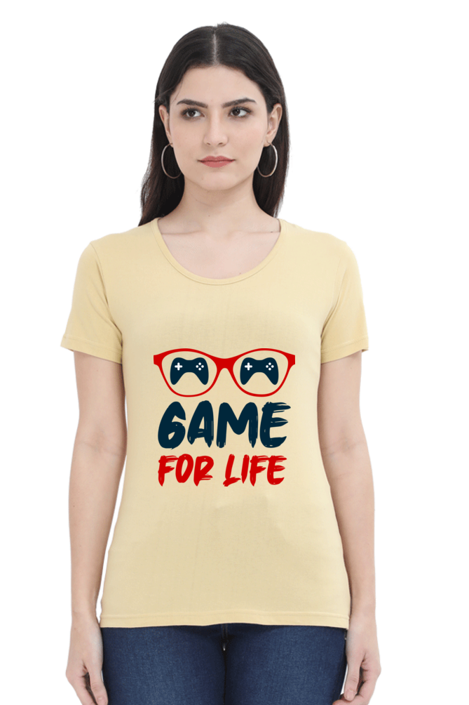Women’s Round Neck Printed Gamer T-Shirts -  Life