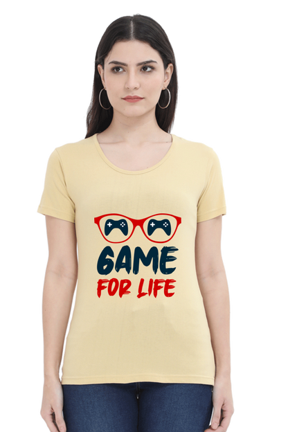 Women’s Round Neck Printed Gamer T-Shirts -  Life