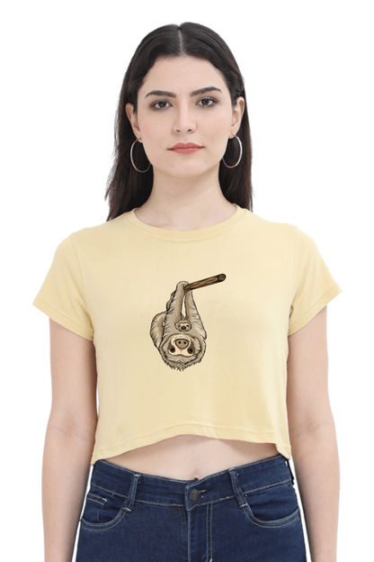 Women Sloth Crop Top - Parent cuddle