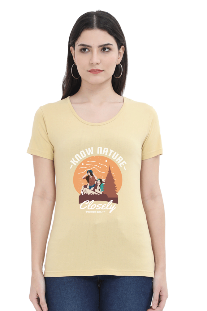 Women’s Round Neck Printed Adventure T-Shirts -  know nature