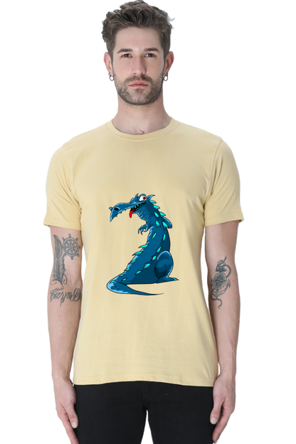 Men's Animal's & Monster's Cotton Round Neck T-Shirt - dinosaur