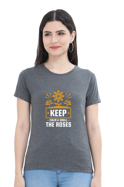 Women’s Round Neck Printed Gardening T-Shirts - keep calm