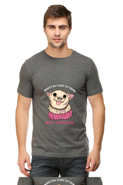 Men's Funny & Queen SVG Round Neck T-Shirt - crush