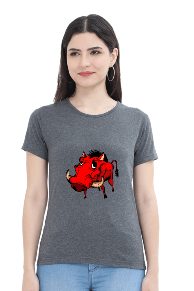 Women’s Round Neck Printed Animal's & Monster's T-Shirts -  monster rino