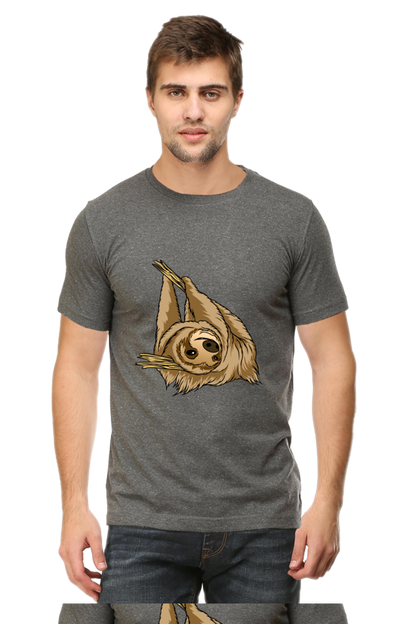 Men's Round Neck Sloth T-Shirt - say cheese