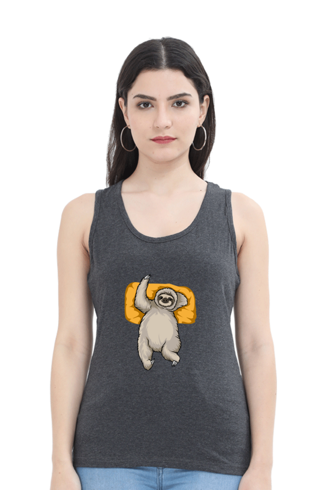 Women Sloth Tank Top - sleepy wave
