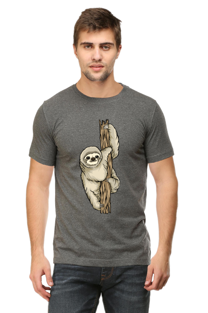 Men's Round Neck Sloth T-Shirt - keep smiling