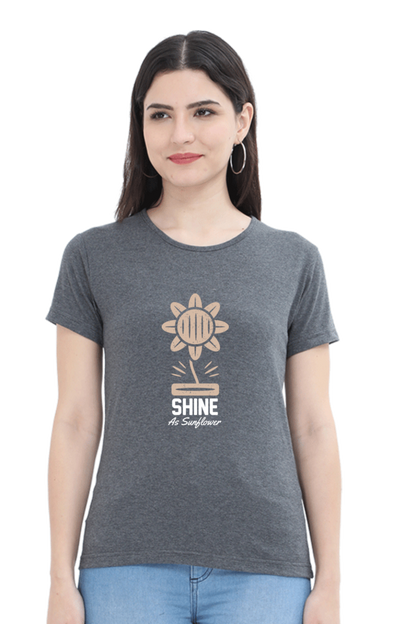 Women’s Round Neck Printed Gardening T-Shirts -   shine