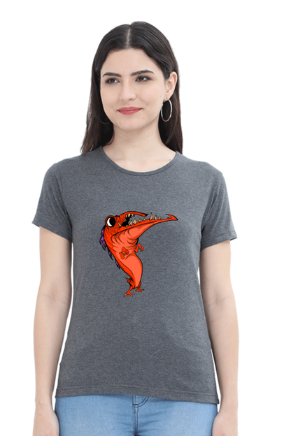 Women’s Round Neck Printed Animal's & Monster's T-Shirts - dancing monster