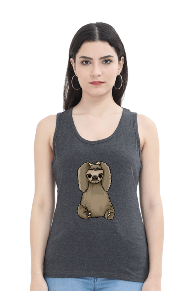 Women Sloth Tank Top - baby sloth