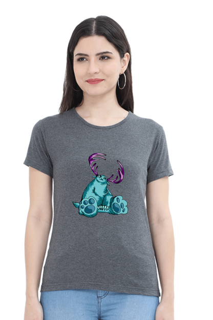 Women’s Round Neck Printed Animal's & Monster's T-Shirts -  huge monster