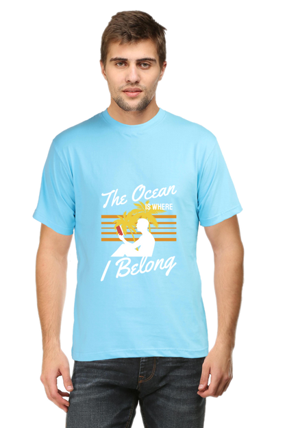 Men's Round Neck Summer T-Shirt - Ocean