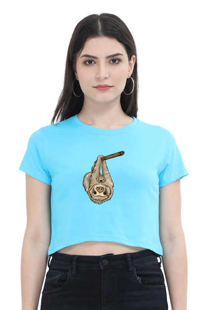 Women Sloth Crop Top - Parent cuddle