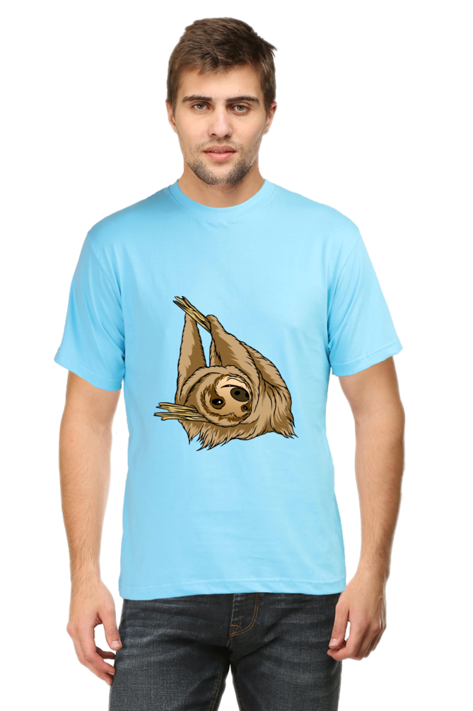 Men's Round Neck Sloth T-Shirt - say cheese