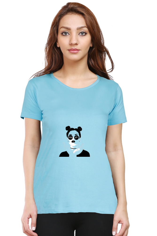 Women’s Round Neck Printed Minimalistic T-Shirts -  Fuck off
