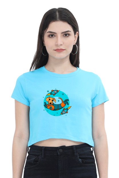 Women Animal's & Monster's  Crop Top -  tweaking dog