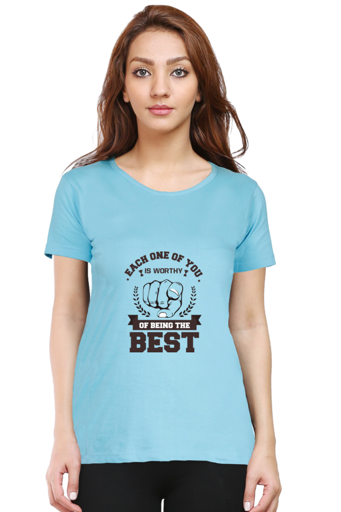 Women’s Round Neck Printed Motivational T-Shirts -  Worthy