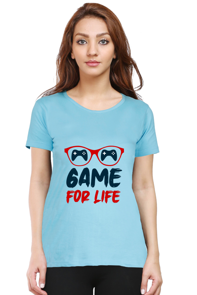 Women’s Round Neck Printed Gamer T-Shirts -  Life
