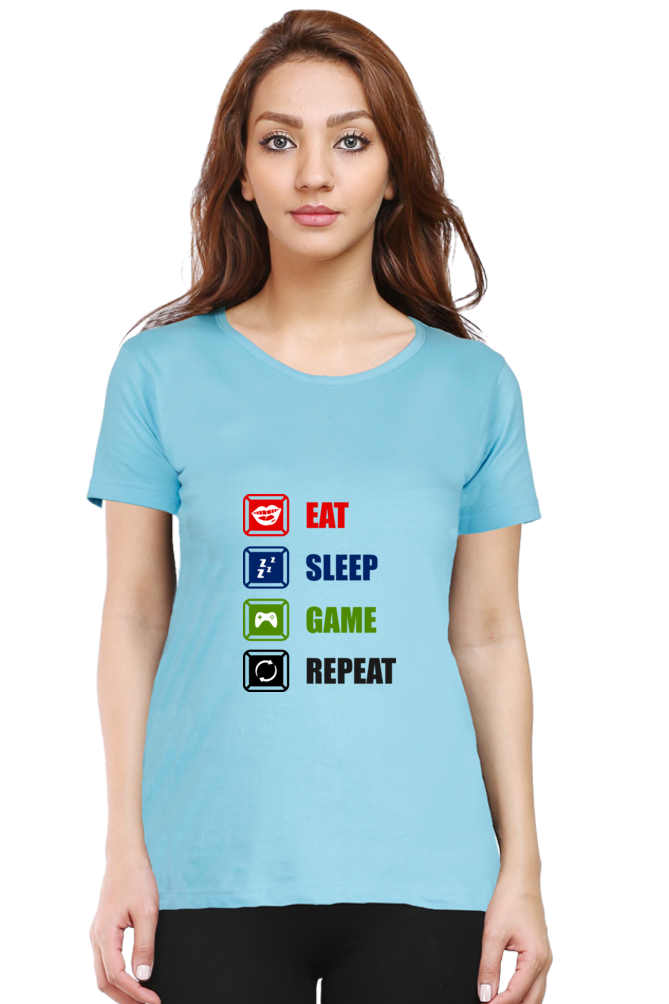 Women’s Round Neck Printed Gamer T-Shirts -  Repeat