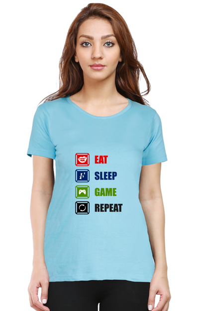 Women’s Round Neck Printed Gamer T-Shirts -  Repeat