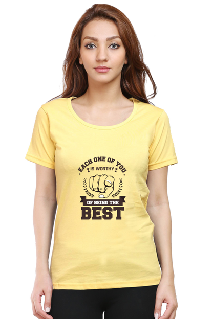 Women’s Round Neck Printed Motivational T-Shirts -  Worthy