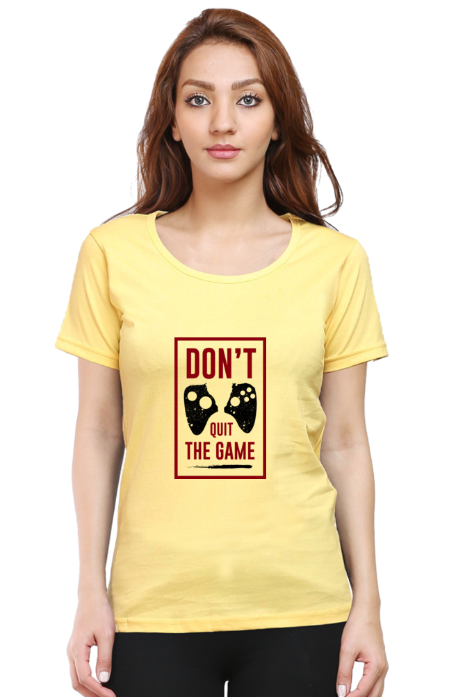 Women’s Round Neck Printed Gamer T-Shirts -  Quit