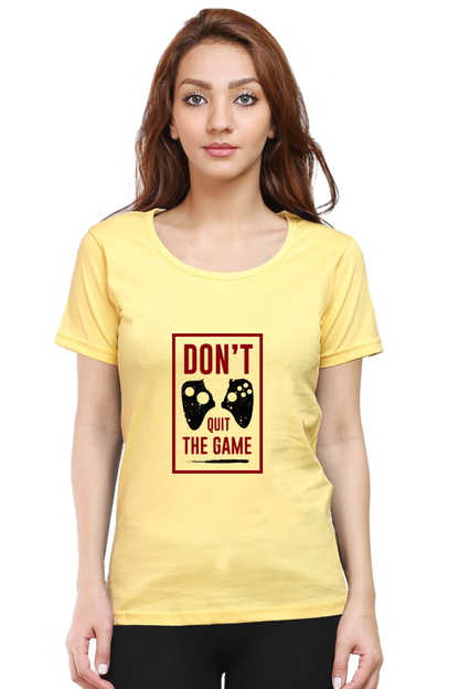 Women’s Round Neck Printed Gamer T-Shirts -  Quit