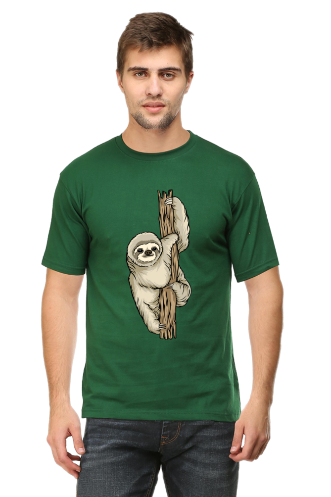 Men's Round Neck Sloth T-Shirt - keep smiling