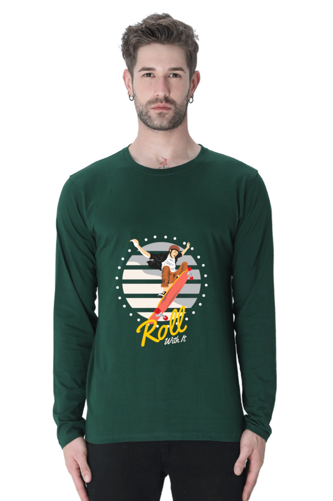 Men’s  Skateboard Full Sleeve - T Shirt  - Roll with it