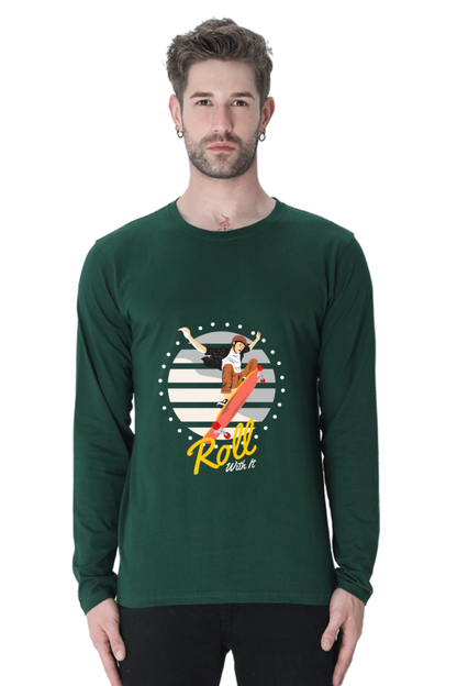 Men’s  Skateboard Full Sleeve - T Shirt  - Roll with it