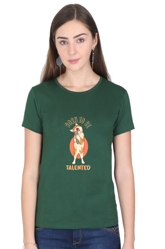 Women’s Round Neck Printed Funny & Queen SVG T-Shirts -  talented