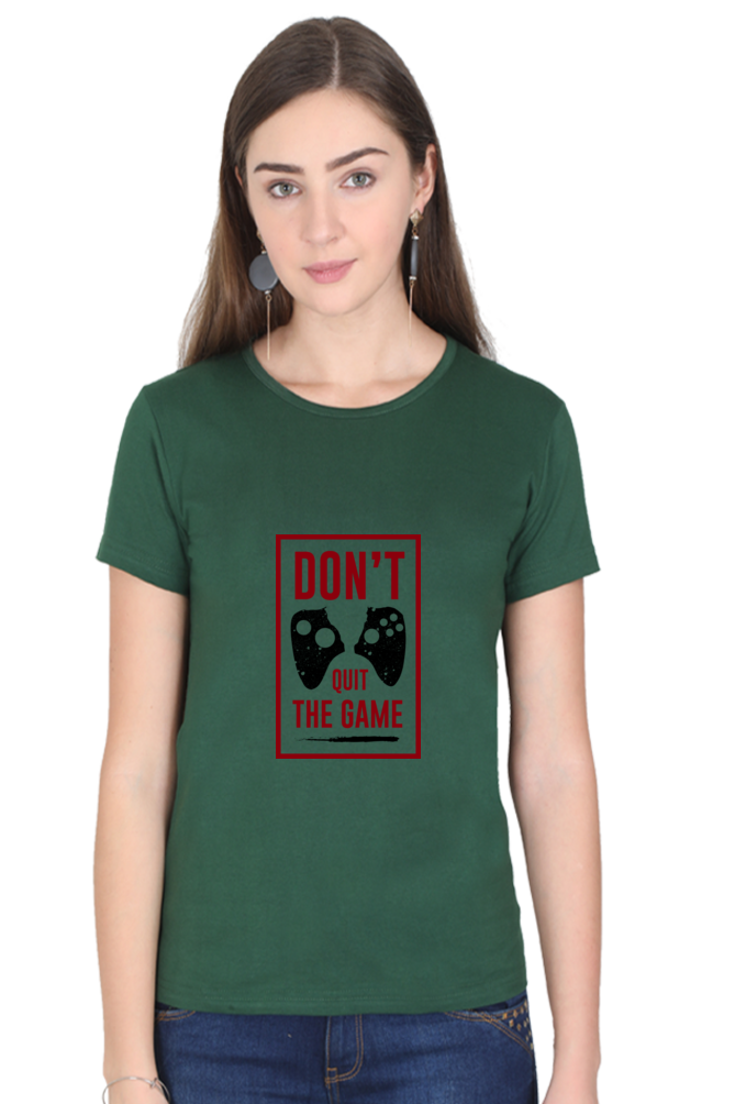 Women’s Round Neck Printed Gamer T-Shirts -  Quit