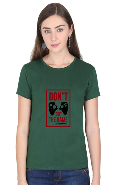 Women’s Round Neck Printed Gamer T-Shirts -  Quit