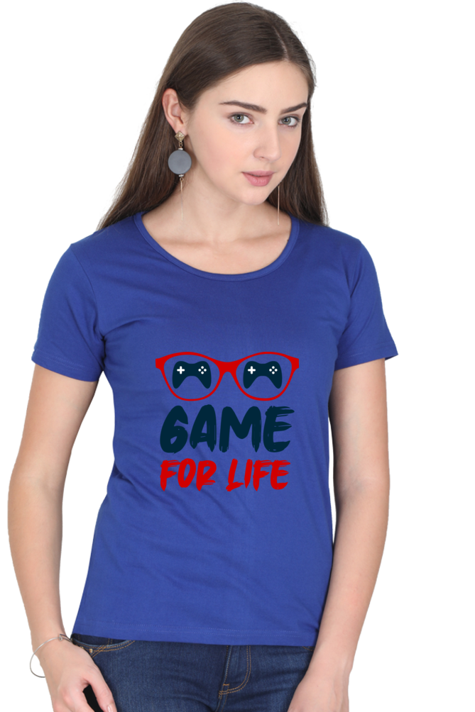 Women’s Round Neck Printed Gamer T-Shirts -  Life