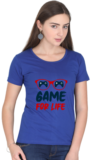 Women’s Round Neck Printed Gamer T-Shirts -  Life