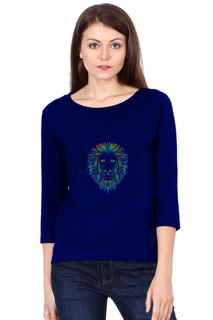 Women’s Round Neck Stones T-Shirts - Lion Face
