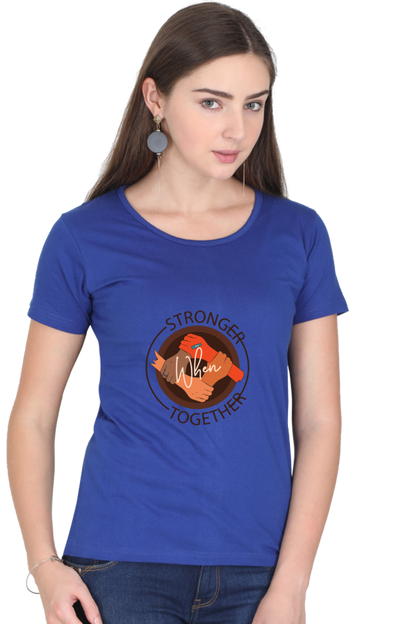 Women’s Round Neck Printed Motivational T-Shirts -  Stronger