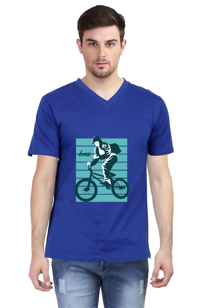 Men's BMX V Neck T-Shirt - bagpack