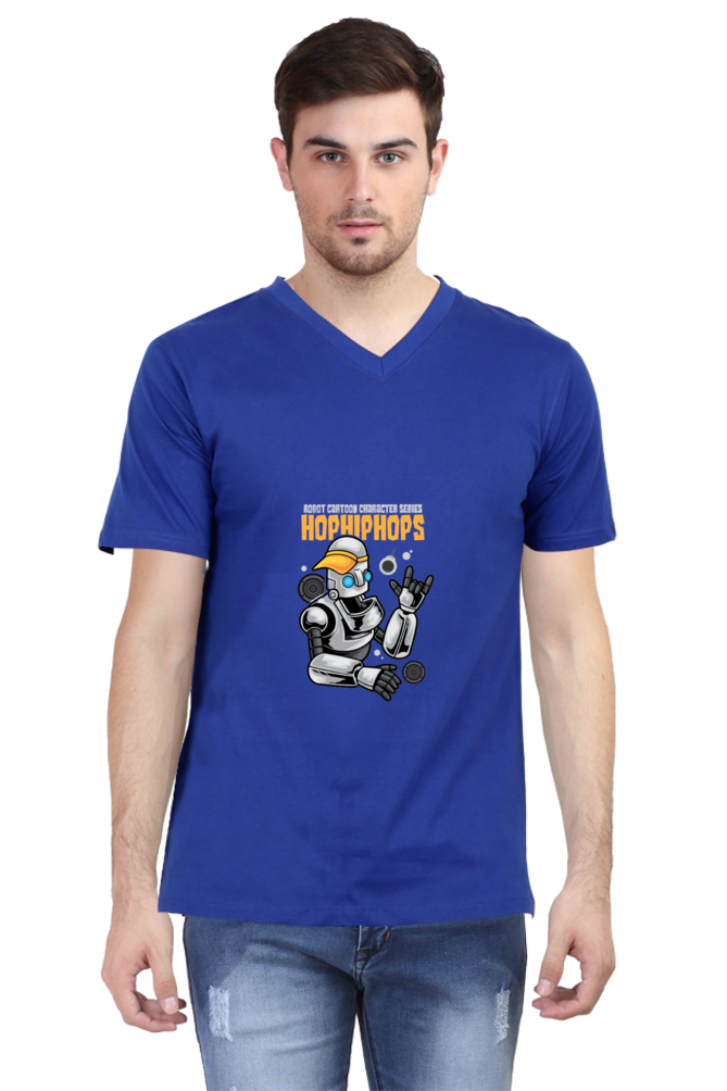 Men's Dance V Neck T-Shirt - robot urban hip-hop