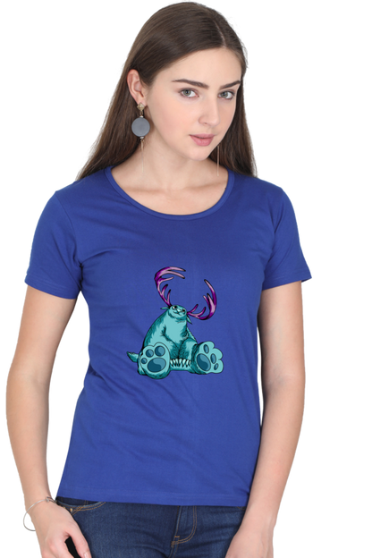 Women’s Round Neck Printed Animal's & Monster's T-Shirts -  huge monster