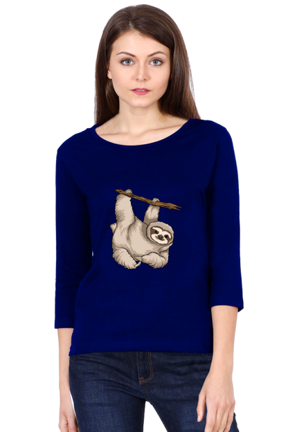 Women Sloth Full Sleeve T-Shirt - baby with small pony