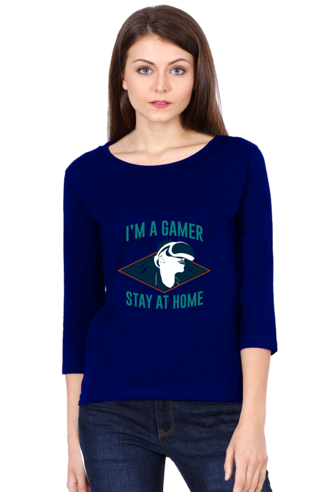 Women’s Full Sleeves Gamer T-Shirts - Stay Home
