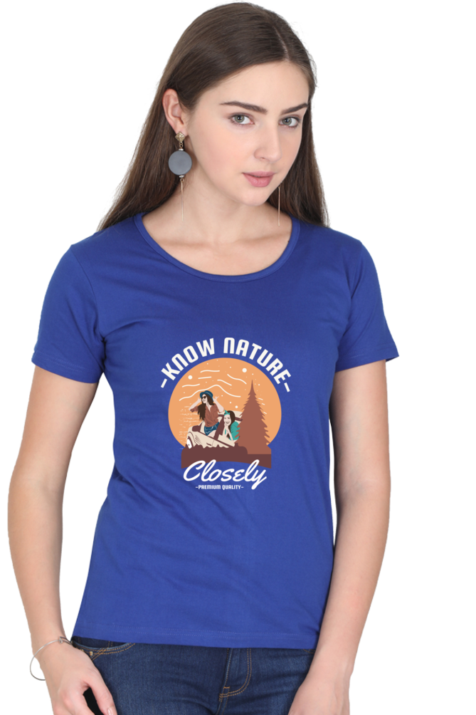 Women’s Round Neck Printed Adventure T-Shirts -  know nature