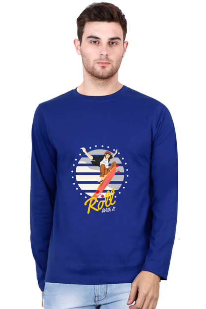Men’s  Skateboard Full Sleeve - T Shirt  - Roll with it