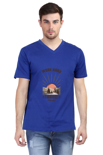 Men's Adventure V Neck T-Shirt - work hard