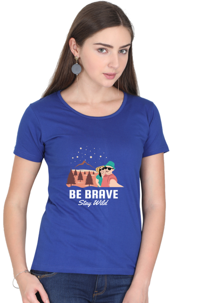 Women’s Round Neck Printed Adventure T-Shirts -  stay wild