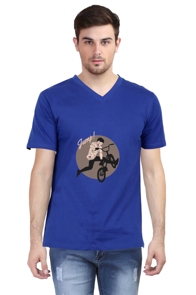 Men's BMX V Neck T-Shirt - jump
