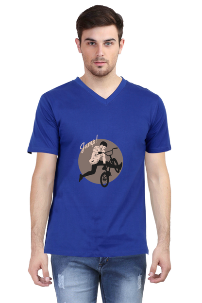 Men's BMX V Neck T-Shirt - jump