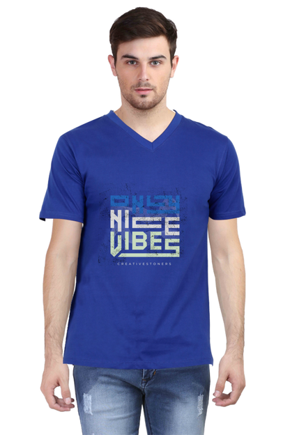 Men's Minimalistic V Neck T-Shirt -  Nice